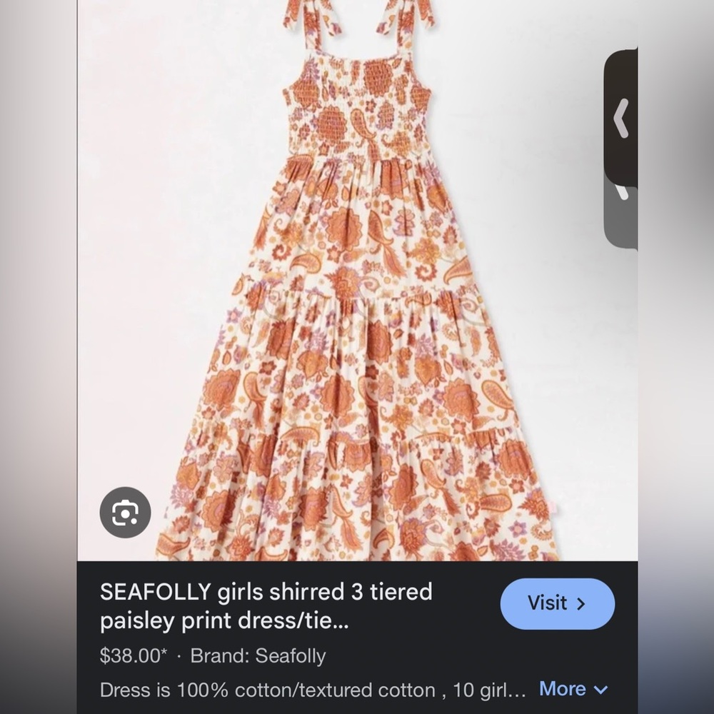 Seafolly girls 12 love paisley 3 tiered maxi OR women’s xs/s - Picture 4 of 15